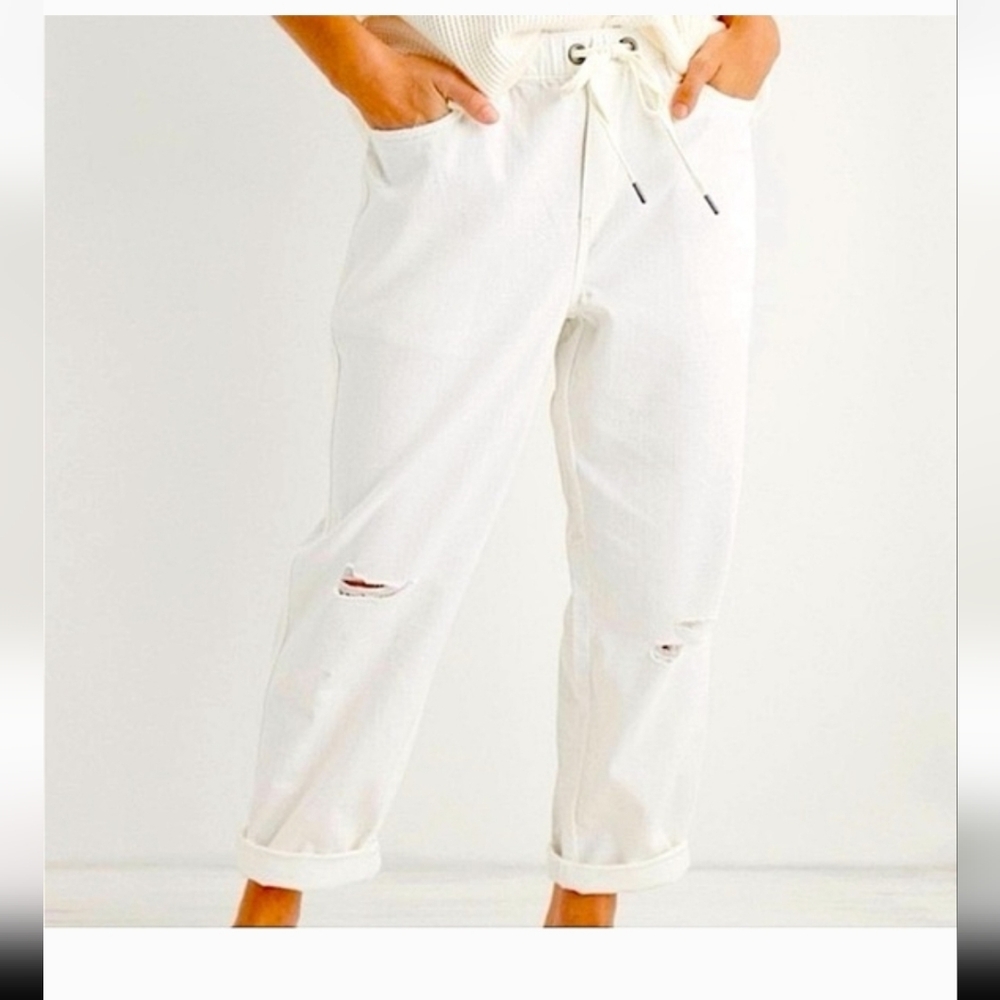 Aerie White Drawstring Jeans